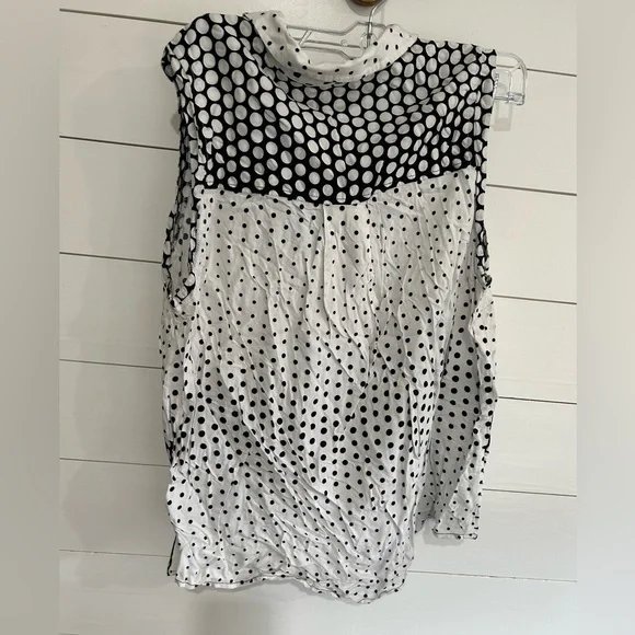 Liverpool Monochrome Polka Dot Sleeveless Blouse - Picture 4 of 4